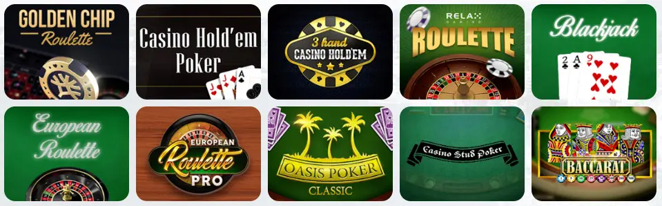 Jeux de table au ALLYSPIN CASINO