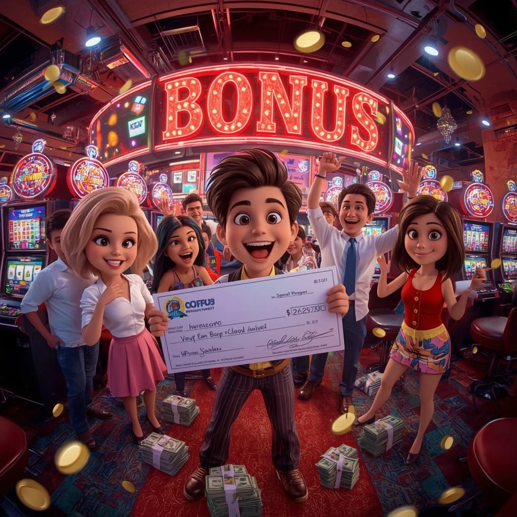 bonus dans les mains de l'homme au casino ALLYSPIN